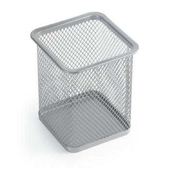 Подставка-органайзер BRAUBERG "Germanium", металлическая, квадратное основание, 98х80х80 мм, серебристая, 231939 - Премиум Сервис