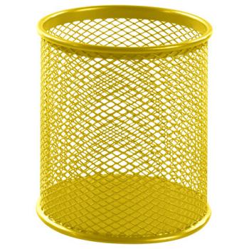 Подставка-органайзер BRAUBERG "Germanium", металлическая, круглое основание,100х89 мм, желтая, 231980 - Премиум Сервис