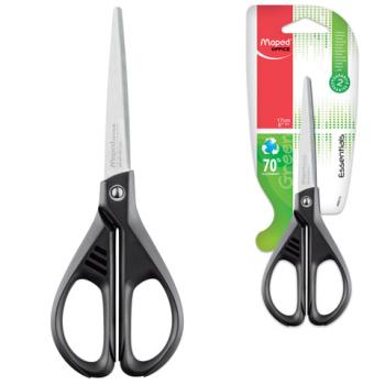 Ножницы MAPED (Франция) "Essentials Green", 170 мм, черные, картонная упаковка с европодвесом, 467010, 468010 - Премиум Сервис