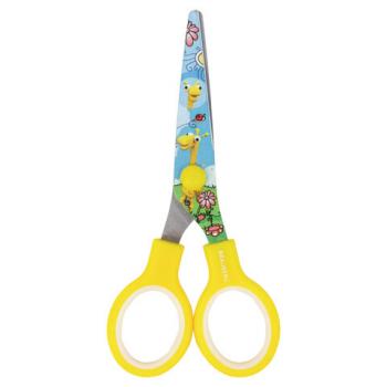 Ножницы BRAUBERG "Kid Series", 130 мм, жёлтые, с цветной печатью "Жирафы", закругленные, 232269 - Премиум Сервис