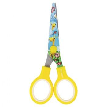 Ножницы BRAUBERG "Kid Series", 130 мм, жёлтые, с цветной печатью "Жирафы", закругленные, 232269 - Премиум Сервис