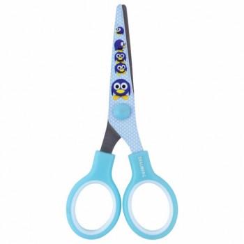 Ножницы BRAUBERG "Kid Series", 130 мм, голубые, с цветной печатью "Пингвины", закругленные, 232271 - Премиум Сервис