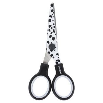 Ножницы BRAUBERG "Kid Series", 130 мм чёрно-белые с цветной печатью "Далматин", закругленные, 232276 - Премиум Сервис