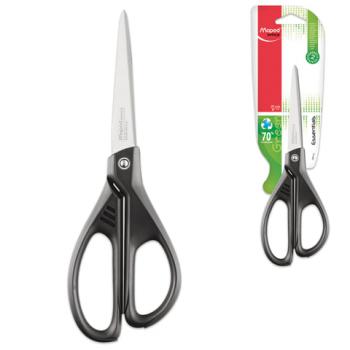 Ножницы MAPED (Франция) "Essentials Green", 210 мм, черные, эргономичные ручки, картонная упаковка с европодвесом, 468110 - Премиум Сервис
