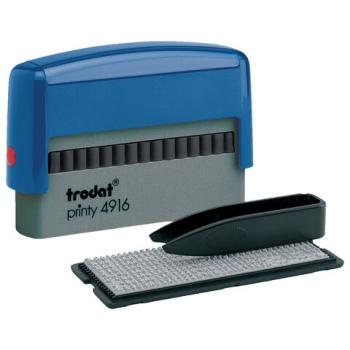 Штамп самонаборный 2-строчный, оттиск 70х10 мм, синий без рамки, TRODAT 4916DB, КАССЫ В КОМПЛЕКТЕ, 32912 - Премиум Сервис