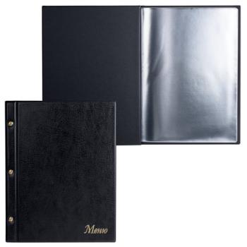 Папка "Меню" на трех винтах, с 10 файлами, 220х320 мм, черная, "ДПС", 2273.М-107 - Премиум Сервис