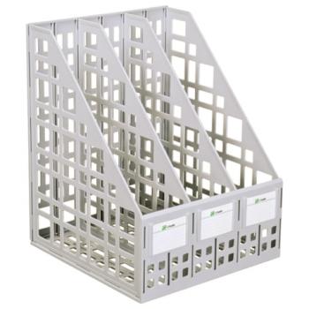 Лоток вертикальный для бумаг (250х245х295 мм), 3 отделения, сетчатый, сборный, серый, ЛТ80 - Премиум Сервис