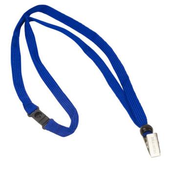 Лента для бейджей, 45 см, с безопасным сцеплением, с клипом, СИНЯЯ, BRAUBERG, 235725 - Премиум Сервис