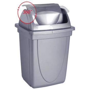 Корзина для бумаг, 12 л, цельная, с вращающейся крышкой, металлик, КР92 - Премиум Сервис