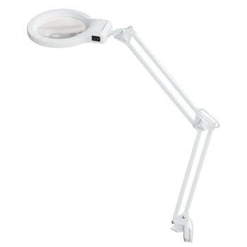 Настольная лампа светильник Леда С20 на струбцине, СВЕТОДИОДНАЯ, 8 Вт, ЛУПА (2/9 раз), белый - Премиум Сервис