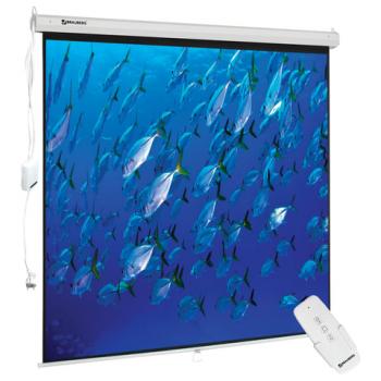 Экран проекционный настенный (180х180 см), матовый, электропривод, 1:1, BRAUBERG "MOTO", 236733 - Премиум Сервис