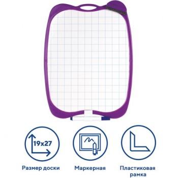 Доска двусторонняя маркерная A4 190х270 мм, БЕЛАЯ/КЛЕТКА, с маркером и стирателем, ЮНЛАНДИЯ, 236898 - Премиум Сервис