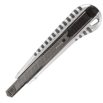 Нож универсальный 9 мм BRAUBERG "Metallic", металлический корпус (рифленый), автофиксатор, блистер, 236971 - Премиум Сервис