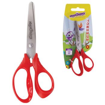 Ножницы ЮНЛАНДИЯ "ВЕТЕРОК", 130 мм, ассиметричные ручки, упаковка с подвесом, ассорти, 236979 - Премиум Сервис