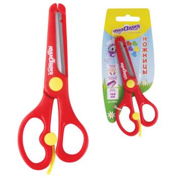 Ножницы ЮНЛАНДИЯ "КОМФОРТ", 140 мм, с усилителем, пластиковые накладки, европодвес, ассорти, 236981 - Премиум Сервис