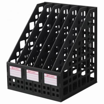 Лоток вертикальный для бумаг BRAUBERG "MAXI Plus", 240 мм, 6 отделений, сетчатый, сборный, черный, 237015 - Премиум Сервис