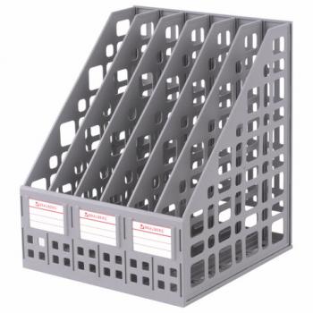 Лоток вертикальный для бумаг BRAUBERG "MAXI Plus", 240 мм, 6 отделений, сетчатый, сборный, серый, 237016, ЛТ86 - Премиум Сервис
