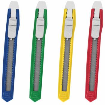 Нож канцелярский 9 мм STAFF "Basic Economy", фиксатор, клип, корпус ассорти, 237080 - Премиум Сервис