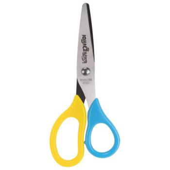 Ножницы ЮНЛАНДИЯ, 135 мм, с футляром для лезвий, желто-голубые, блистер, 237110 - Премиум Сервис