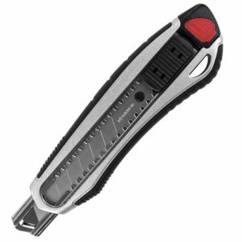 Нож канцелярский мощный 18 мм BRAUBERG "Heavy duty", автофиксатор, резиновые вставки, металл, 237158 - Премиум Сервис