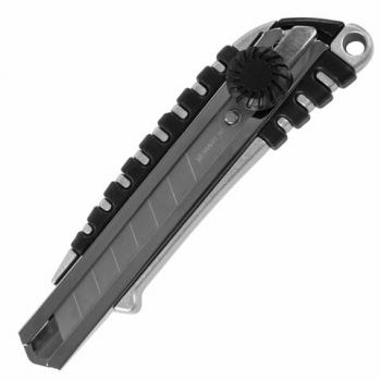 Нож канцелярский 18 мм BRAUBERG "Metallic", роликовый фиксатор, резиновые вставки, металл, 237159 - Премиум Сервис