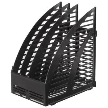 Лоток вертикальный для бумаг STAFF, 245х165х285 мм, 3 отделения, сетчатый, сборный, черный, 237293 - Премиум Сервис