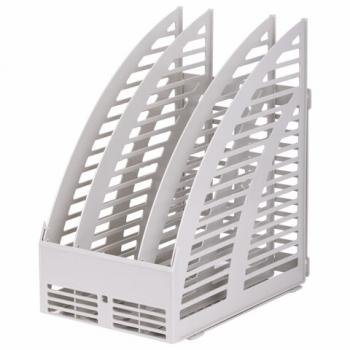 Лоток вертикальный для бумаг STAFF, 245х165х285 мм, 3 отделения, сетчатый, сборный, серый, 237294 - Премиум Сервис