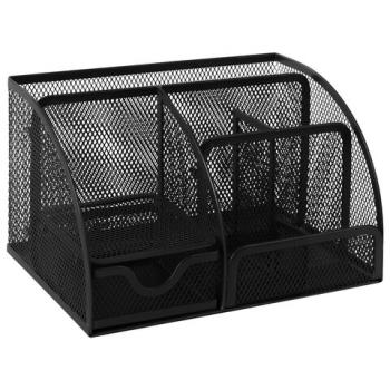 Подставка-органайзер металлическая BRAUBERG "Germanium", 7 секций, 125х220х140 мм, черная, 237416 - Премиум Сервис