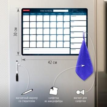 Планинг на холодильник магнитный НА МЕСЯЦ 42х30 см, с маркером и салфеткой, BRAUBERG, 237849 - Премиум Сервис