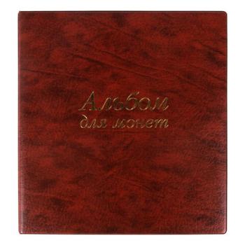 Альбом нумизмата для 380 монет (диаметр до 38 мм) и купюр, 253х238 мм, коричневый, ОСТРОВ СОКРОВИЩ, 237961 - Премиум Сервис