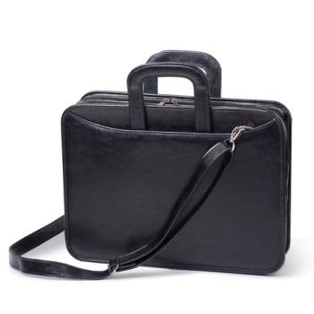 Портфель "Карьера", 36х31х7 см, искусственная кожа, 2 отделения, на молнии, черный - Премиум Сервис