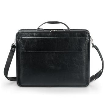 Портфель "Паритет", 38х29х6 см, искусственная кожа, 3 отделения, на молнии, черный - Премиум Сервис