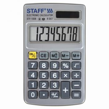 Калькулятор карманный металлический STAFF STF-1008 (103х62 мм), 8 разрядов, двойное питание, 250115 - Премиум Сервис