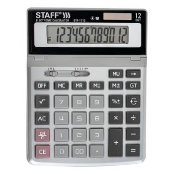 Калькулятор настольный металлический STAFF STF-1712 (200х152 мм), 12 разрядов, двойное питание, 250121 - Премиум Сервис
