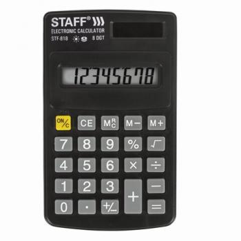 Калькулятор карманный STAFF STF-818 (102х62 мм), 8 разрядов, двойное питание, 250142 - Премиум Сервис