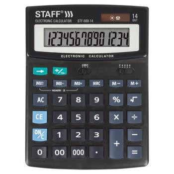 Калькулятор настольный STAFF STF-888-14 (200х150 мм), 14 разрядов, двойное питание, 250182 - Премиум Сервис