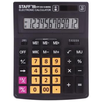 Калькулятор настольный STAFF PLUS STF-333-BKRG (200x154 мм) 12 разрядов, ЧЕРНО-ОРАНЖЕВЫЙ, 250460 - Премиум Сервис