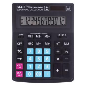 Калькулятор настольный STAFF PLUS STF-333-BKBU ( 200x154 мм) 12 разрядов, ЧЕРНО-СИНИЙ, 250461 - Премиум Сервис