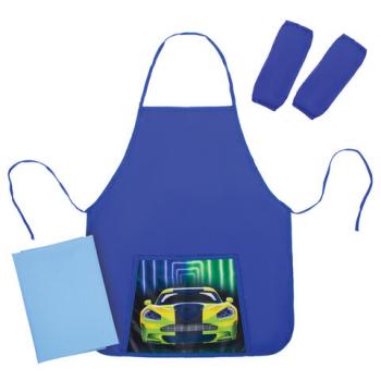 Набор для уроков труда ЮНЛАНДИЯ, клеенка ПВХ, фартук с нарукавниками, "Neon car", 270198 - Премиум Сервис