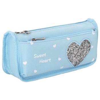 Пенал-косметичка ЮНЛАНДИЯ, 2 отделения, полиэстер, "Heart", мятный, 21х6х9 см, 270257 - Премиум Сервис