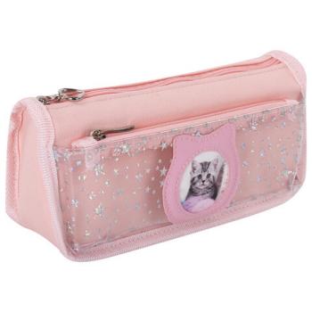 Пенал-косметичка ЮНЛАНДИЯ, 2 отделения, полиэстер, "Kitty", розовый, 21х6х9 см, 270261 - Премиум Сервис