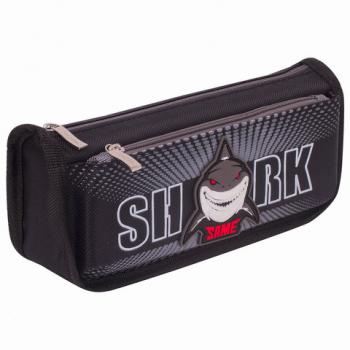 Пенал ЮНЛАНДИЯ, 2 отделения, полиэстер, "Shark", черный, 21х6х9 см, 270271 - Премиум Сервис