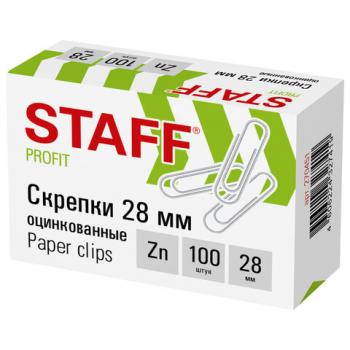 Скрепки STAFF, 28 мм, оцинкованные, 100 шт., в картонной коробке, 270451 - Премиум Сервис