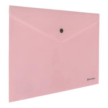 Папка-конверт с кнопкой BRAUBERG "Pastel", А4, до 100 листов, непрозрачная, персиковая, 0,18 мм, 270476 - Премиум Сервис