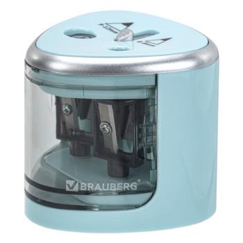 Точилка электрическая BRAUBERG DUAL (для 2 диаметров карандашей!), 4 батарейки АА, голубая, 270578 - Премиум Сервис