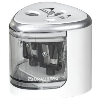 Точилка электрическая BRAUBERG DUAL (для 2 диаметров карандашей!), 4 батарейки АА, белая, 270580 - Премиум Сервис