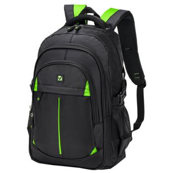 Рюкзак BRAUBERG TITANIUM универсальный, черный, салатовые вставки, 45х28х18см, 270766 - Премиум Сервис