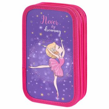 Пенал ЮНЛАНДИЯ, 2 отделения, ламинированный картон, блестки, 19х11 см, "Dancing girl", 270885 - Премиум Сервис