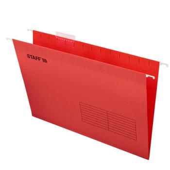 Подвесные папки A4/Foolscap (404х240 мм) до 80 л., КОМПЛЕКТ 10 шт., красные, картон, STAFF, 270936 - Премиум Сервис