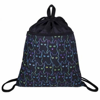 Мешок для обуви BRAUBERG БОЛЬШОЙ, с ручкой, карман на молнии, сетка, 51х41 см, "Cats", 271059 - Премиум Сервис